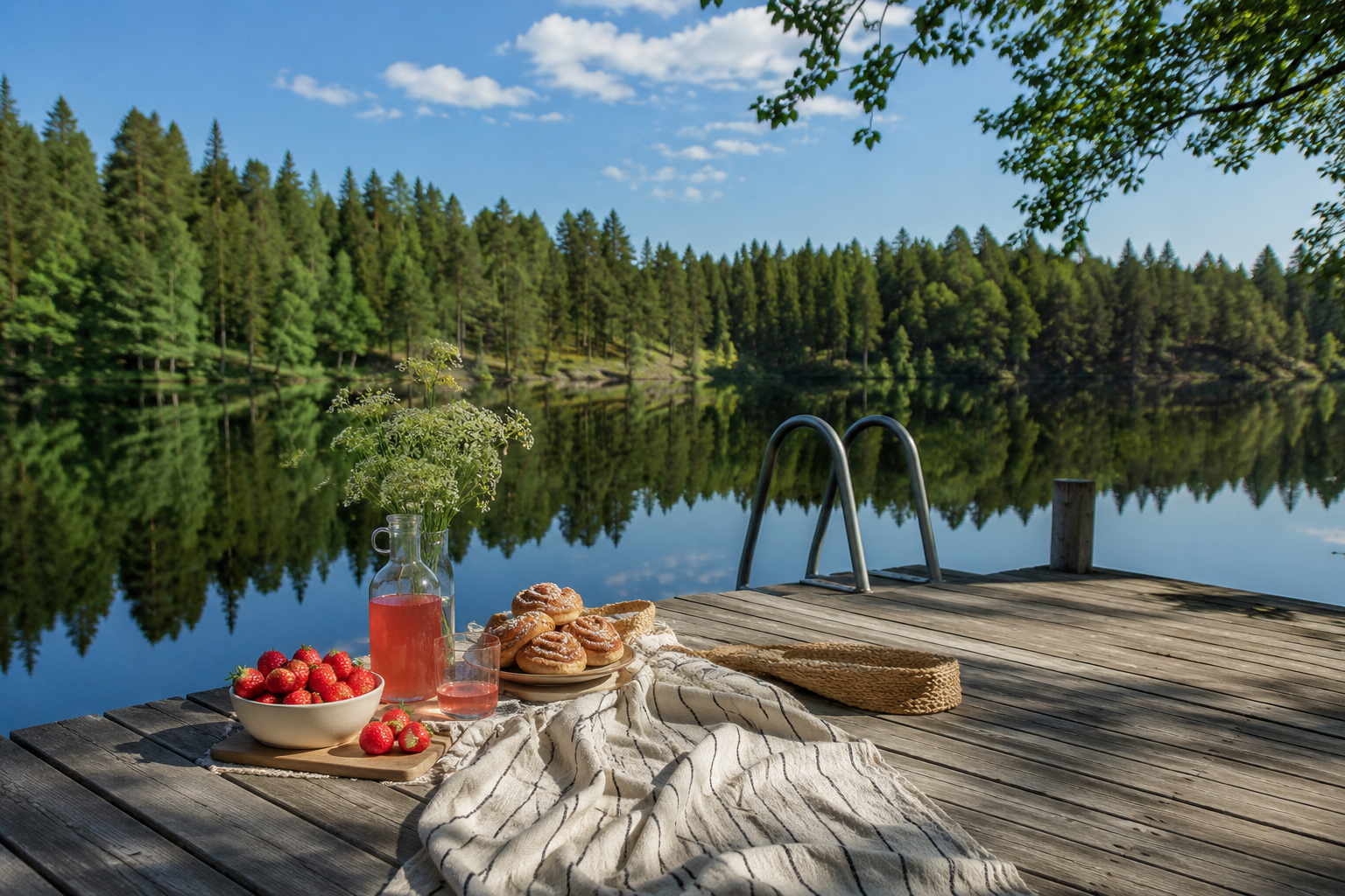 Träbrygga svensk sommar